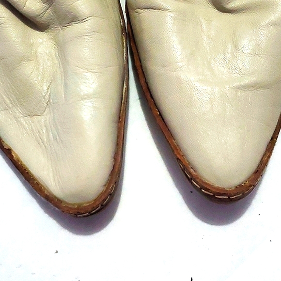 Studio F Boho Chic Cream Leather Ruched Heeled Boots Made in Colombia 8 - Picture 2 of 13